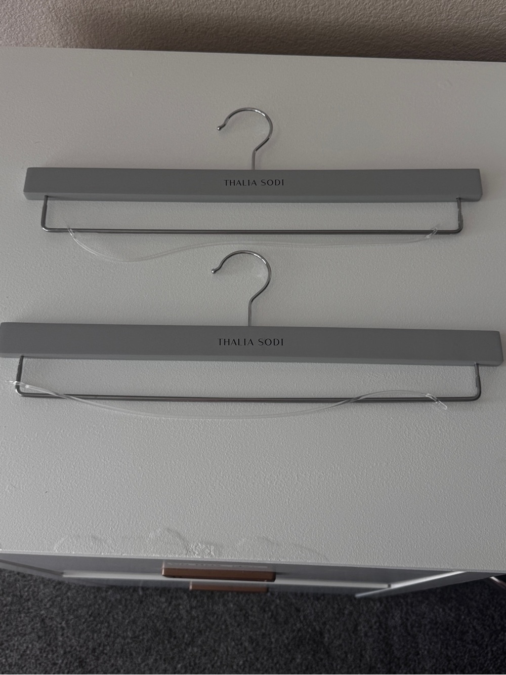Thalia Sodi Gray Wooden Skirt/Pant Hangers with Clips - Set of 2